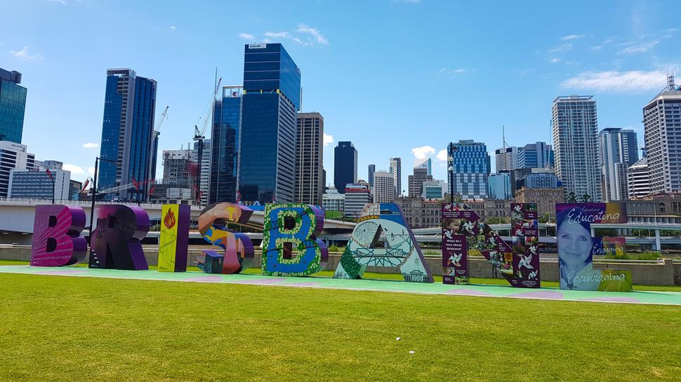 Známy nápis Brisbane v centre mesta