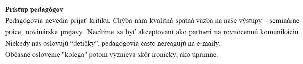 Šiesta časť petície študentov katedry žurnalistiky na FiF UK v Bratislave.