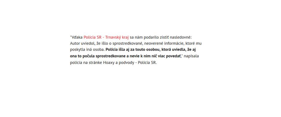 Vyjadrenie policajtov po návšteve jedného zo šíriteľov
