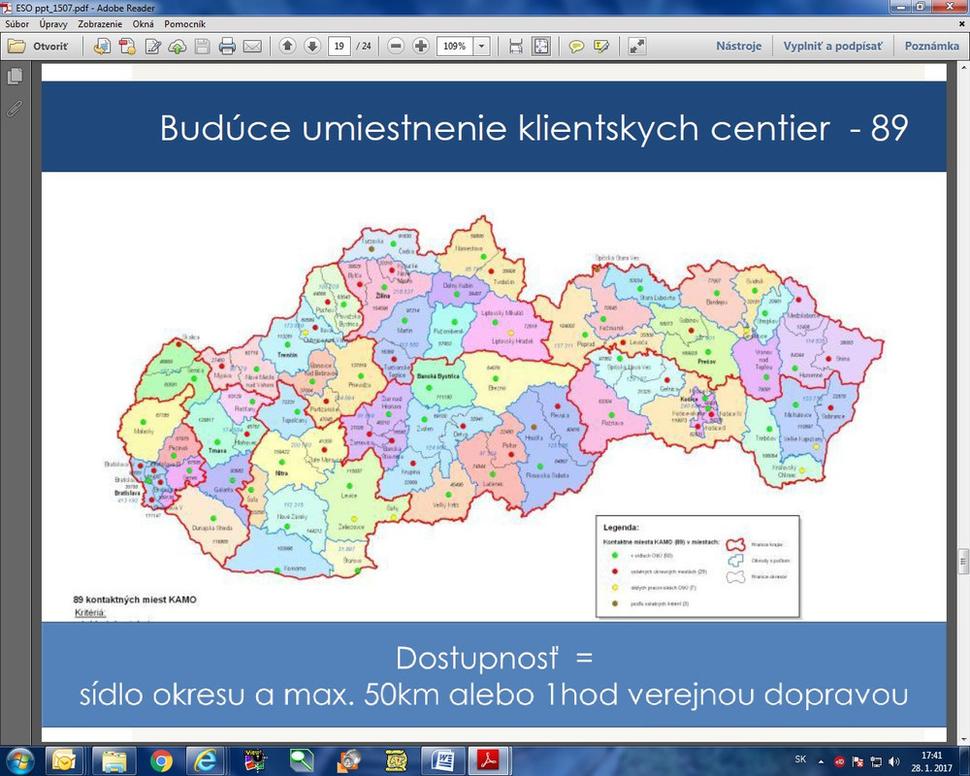 súčasné rozdelenie Slovenska - tzv. ESO