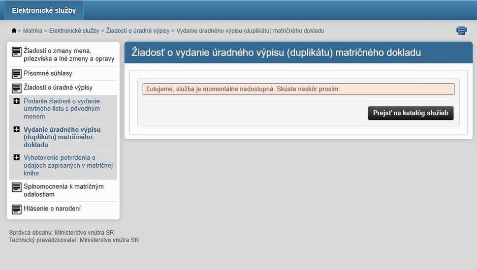 Obr1 - Screenshot obrazovky stránky MV SR