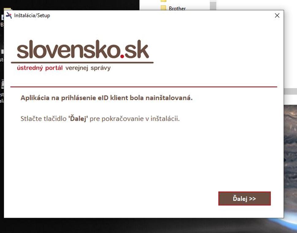 Obr8 Screenshot ukončenia inštalačného programu Slovensko.sk