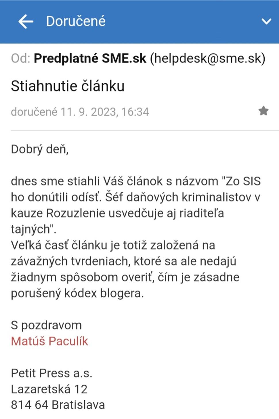 Správa zo SME