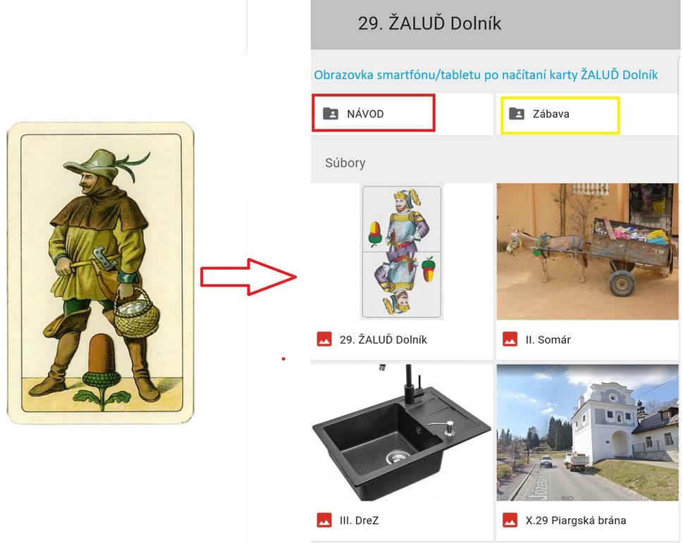 ŽALUĎ Dolník, obrazovka telefónu po priložení karty k mobilu