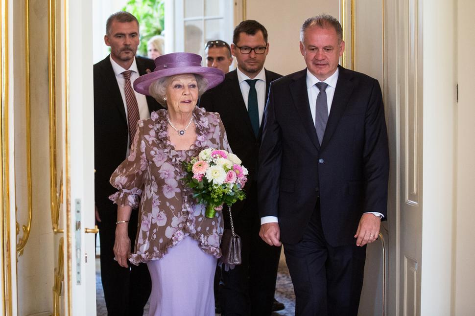 Princess Beatrix of the Netherlands meets with Slovak President Andrej Kiska.