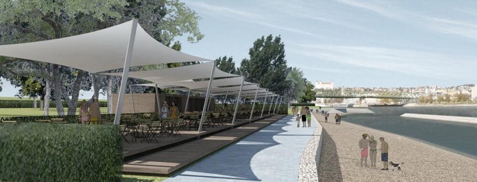 Obrázok 2b. Lido lagúna - náhľad 2: pôvodná vízia mestskej dunajskej pláže z dielne vodákov, apríl 2016.