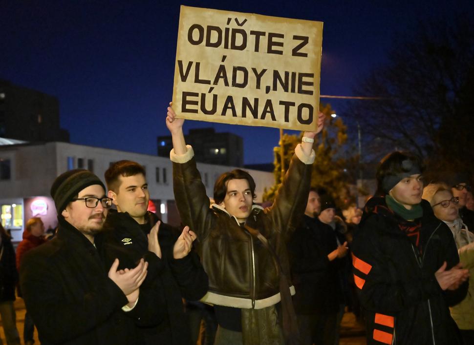 A protest in Humenné, eastern Slovakia.