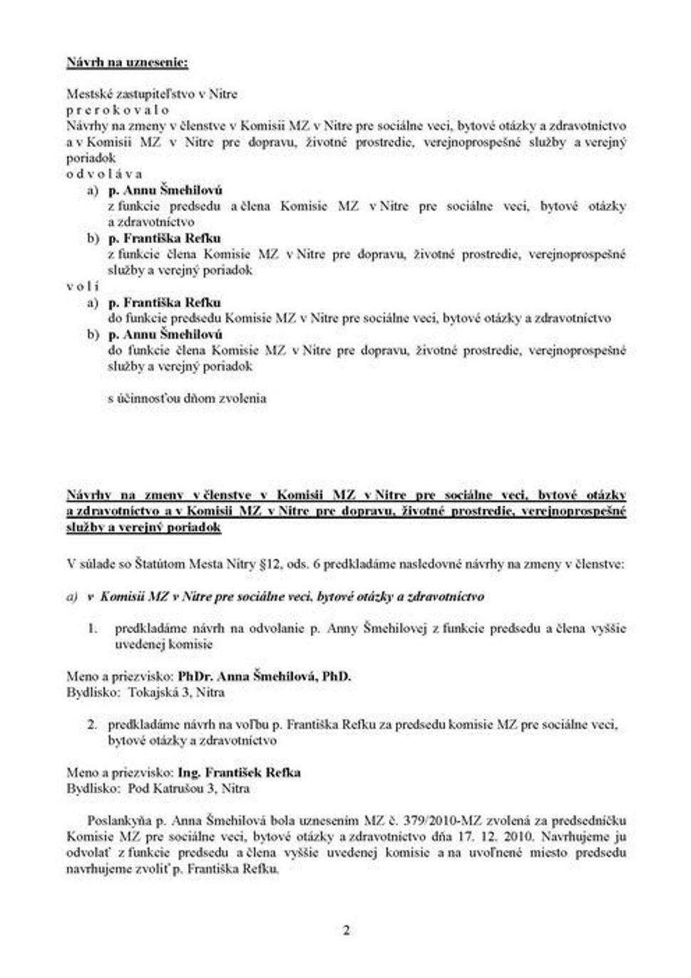 Materiál na rokovanie Mestského zastupiteľstva v Nitre