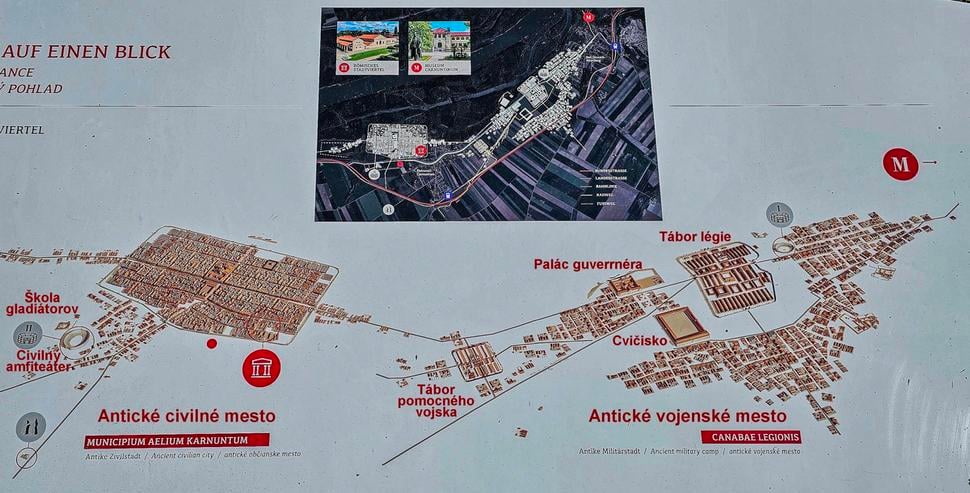 Do mapy v Petronell-Carnuntum som dokreslil názvy niekoľkých dôležitých objektov.