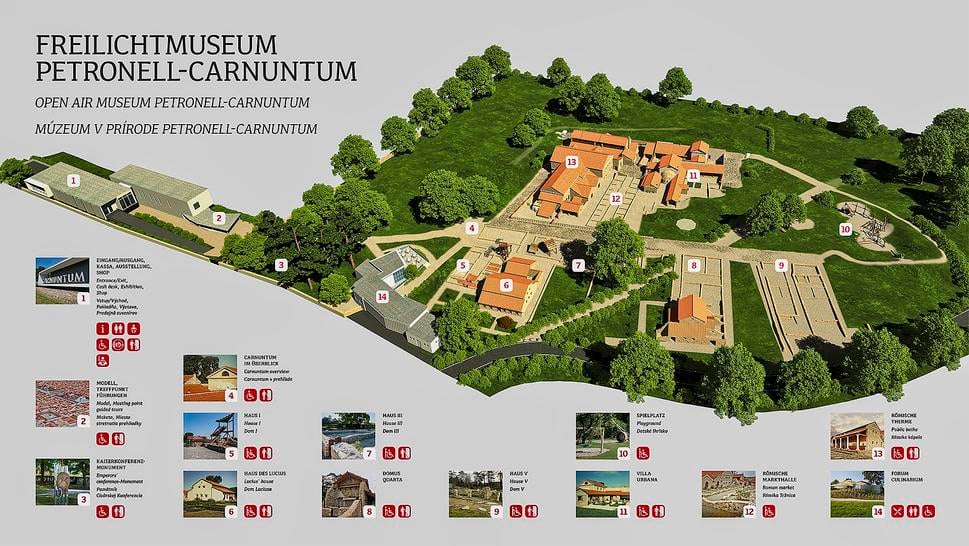 Mapa Múzea pod holým nebom Carnuntum