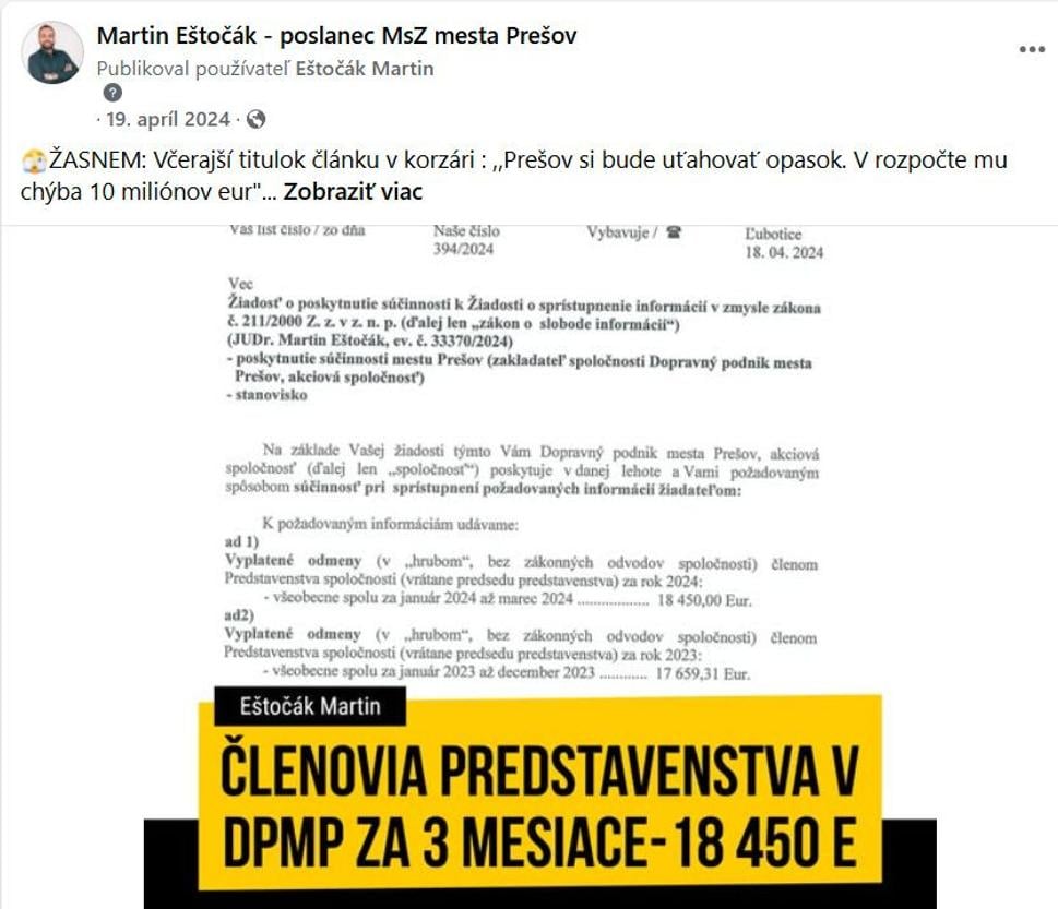 https://www.presov.sk/download_file_f.php?id=2006006
Rozhodnutie jediného akcionára:Mesačná odmena je vo výške 60% z celkovej mesačnej odmenymanažéra stanovenej v platnej manažérskej zmluve uzatvorenej s riaditeľom (predsedom predstavenstva) spoločnosti