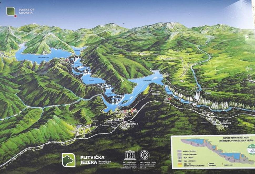 Mapa Plitvických jazier