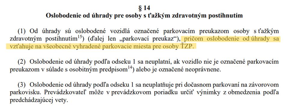 Oslobodenie od úhrady pre ŤZP motoristov