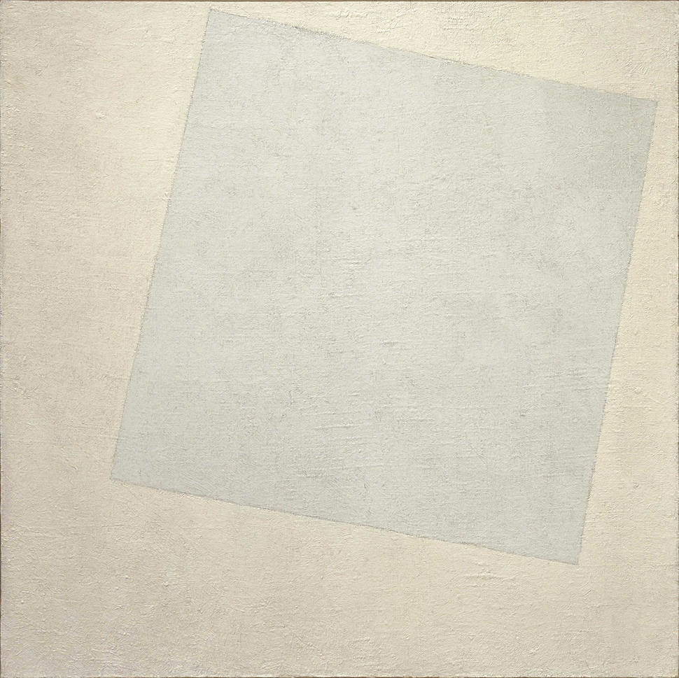 Malevičov obraz Biele na bielom z r. 1918. Nachádza sa v Museum of Modern Art v New Yorku