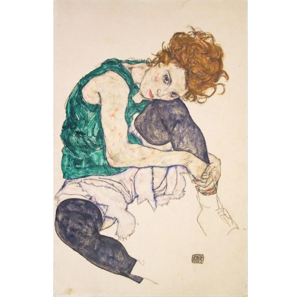 Egon Schiele: Sediaca žena s pokrčenými kolenami (Adele Harms), 1917. Národní galerie, Praha