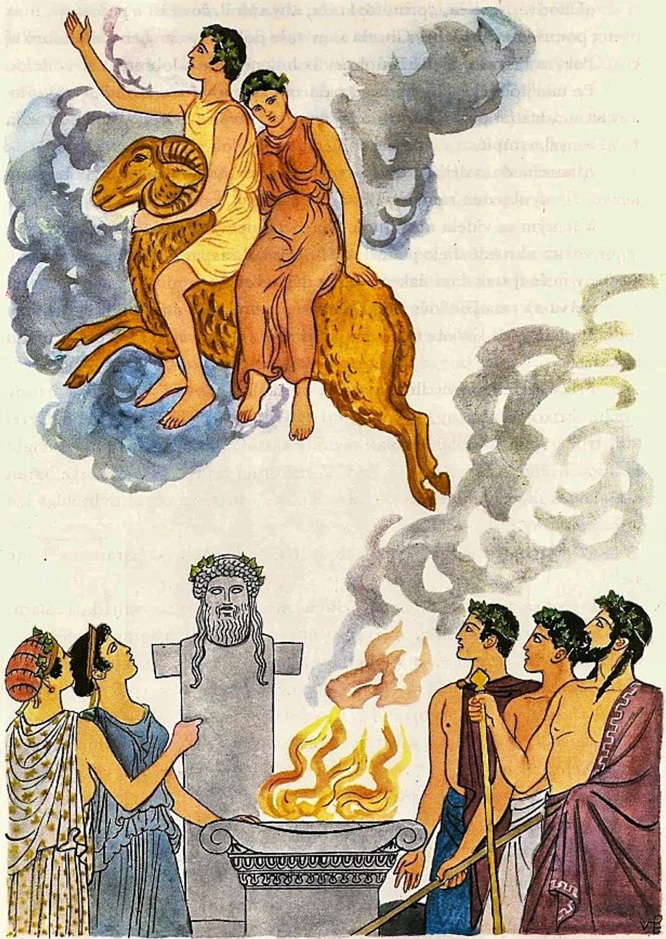 Ilustrácia príbehu o vzniku názvu Hellespont (antický názov pre Dardanely).