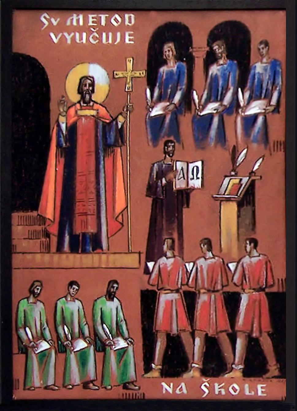 Sv. Metod vyučuje na škole