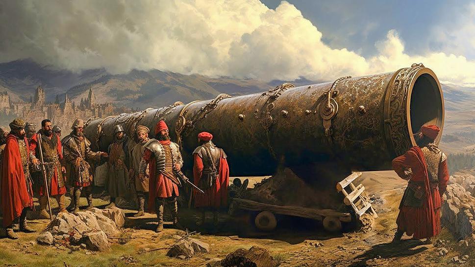Ilustračný obrázok dela „bazilika“. Orbán, známy aj ako Urban, bol železiar a inžinier z mesta Brašov v Uhorskom kráľovstve. V roku 1453 odlial superdelo pre osmanské obliehanie Konštantínopolu.