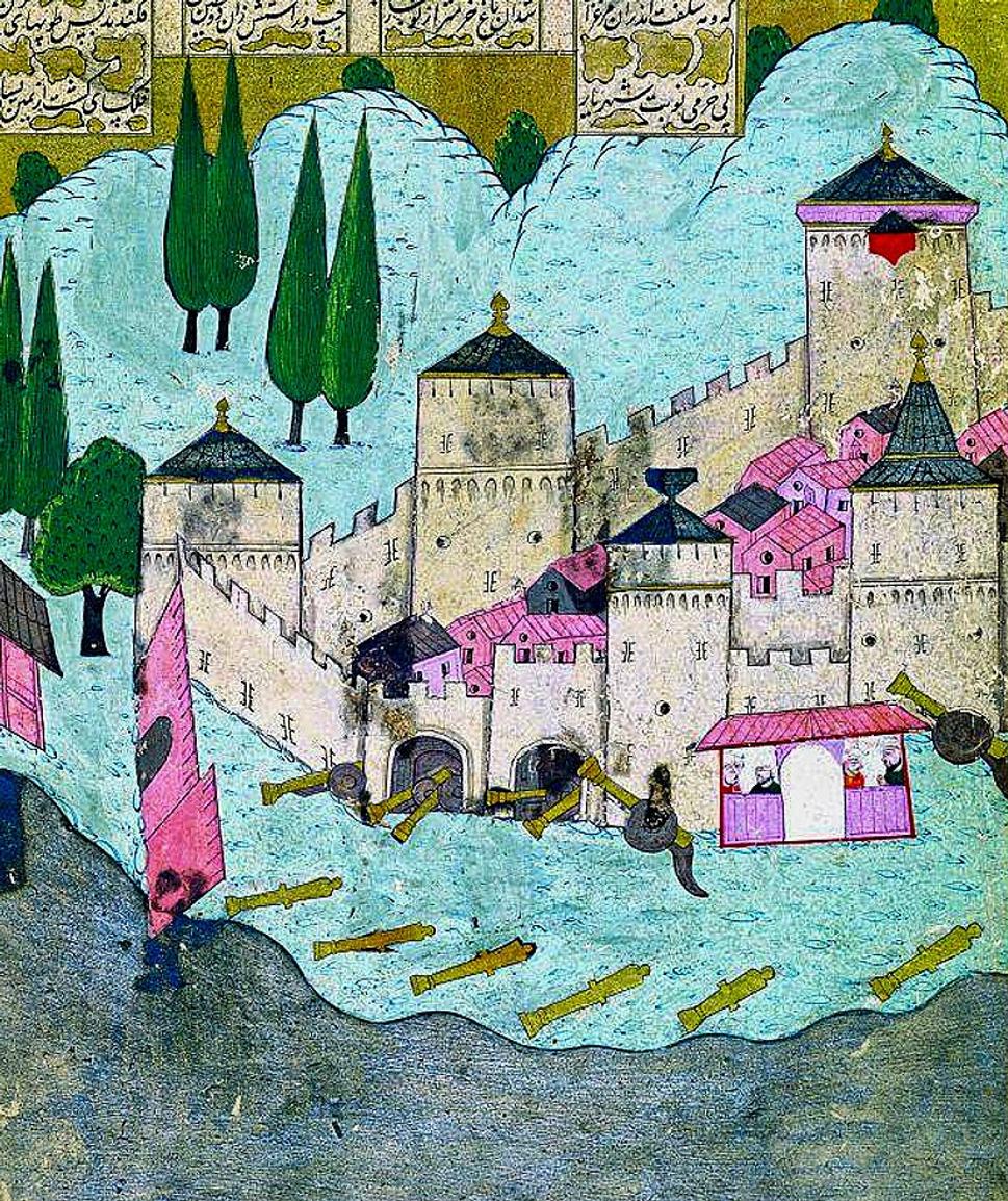 Panoramatické múzeum - Paľba z diel pevnosti Rumeli Hisari mala zastaviť plavbu byzantských lodí cez Bosporský prieliv.