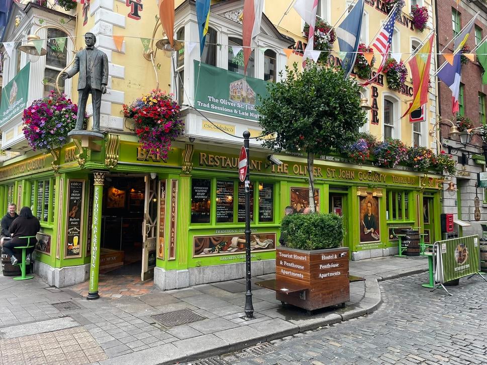 Farebná štvrť Temple Bar.