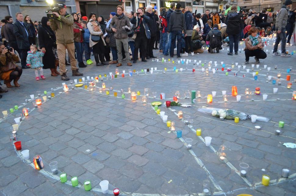 Znak mieru v nápise Molenbeek