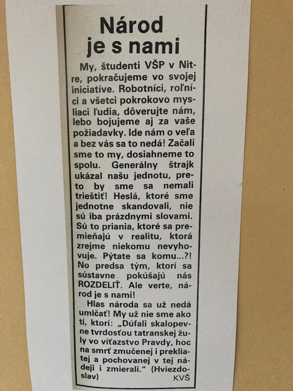 Vyhlásenie študentov VŠP.