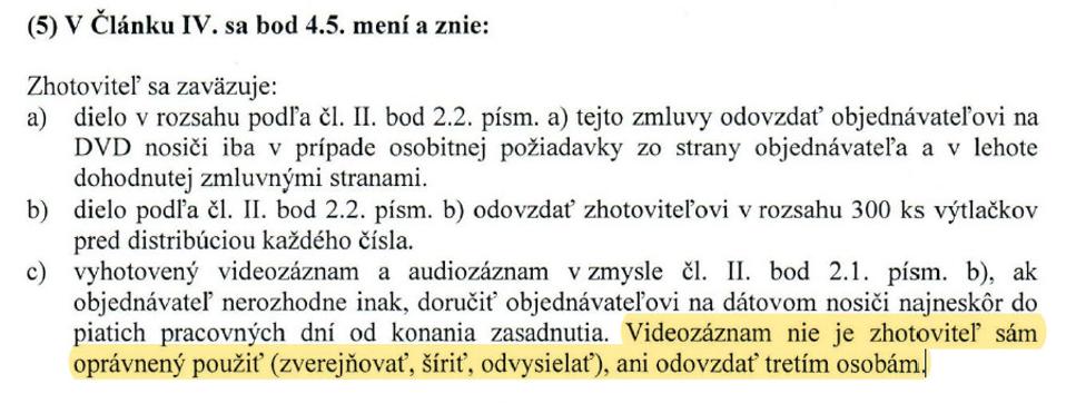 Nezákonná časť dodatku zmluvy mesta Martin a Televízie Turiec, ktorý ide proti ustanoveniam zákona o slobodnom prístupe k informáciám.