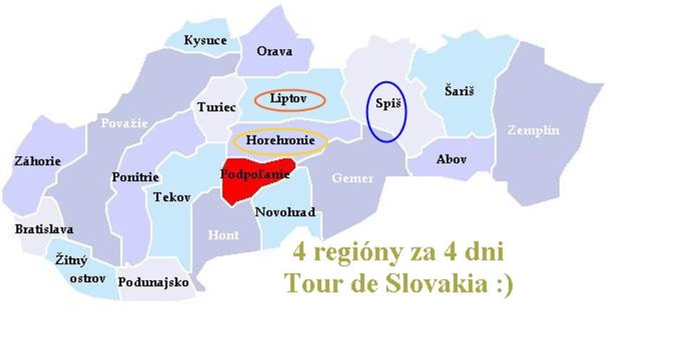 mapka s označenými navštívenými regiónmi