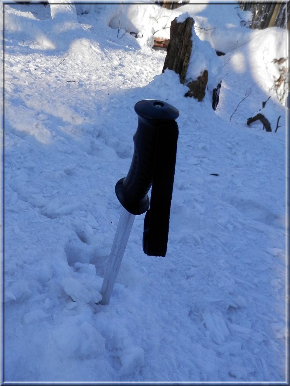 Takýto kus trčí z palice 125 cm nad snehom zo záveja