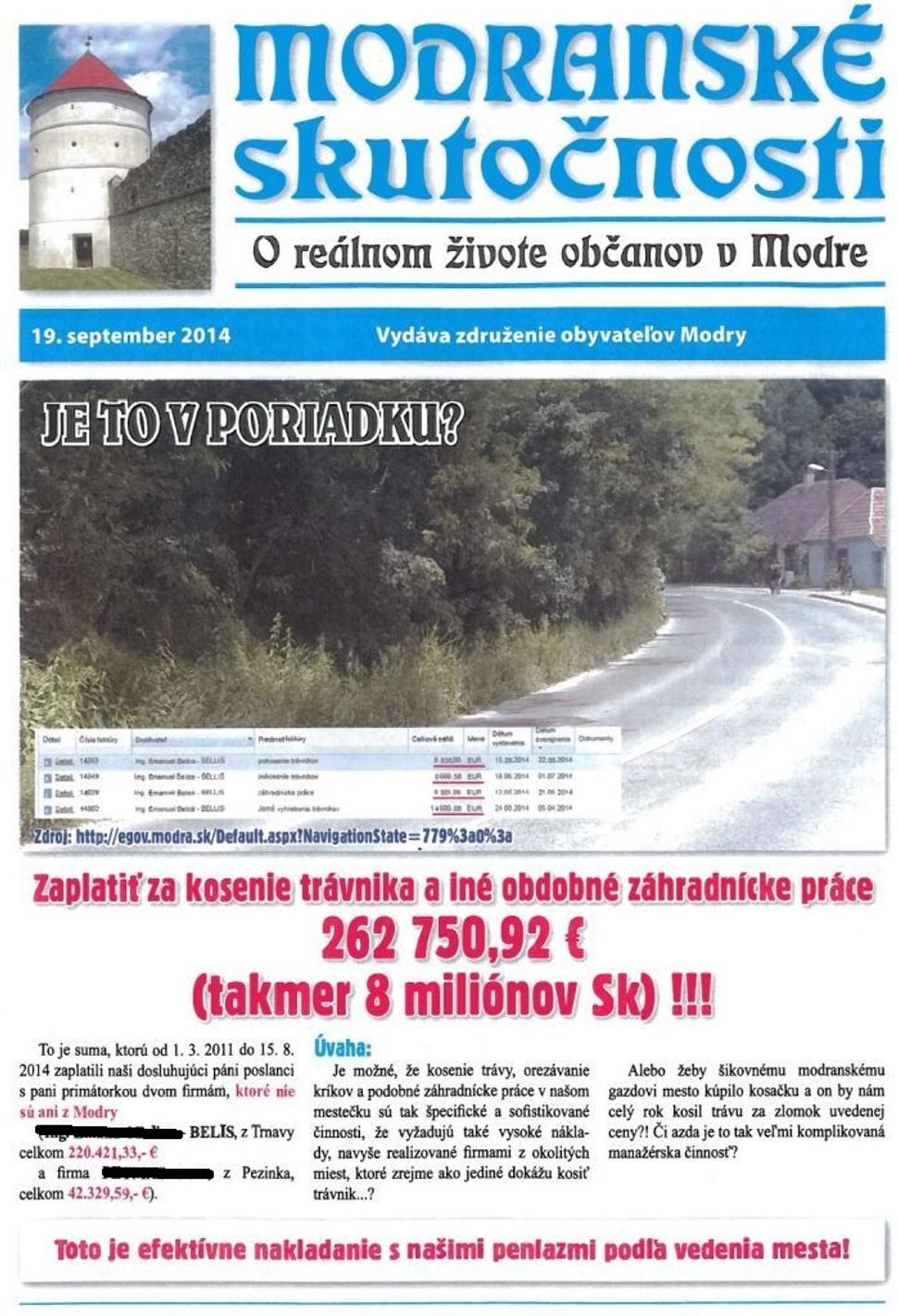 Toto je fotka titulnej strany jedného z čísiel.