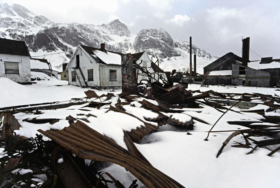 Opustená osada veľrubárov Grytviken