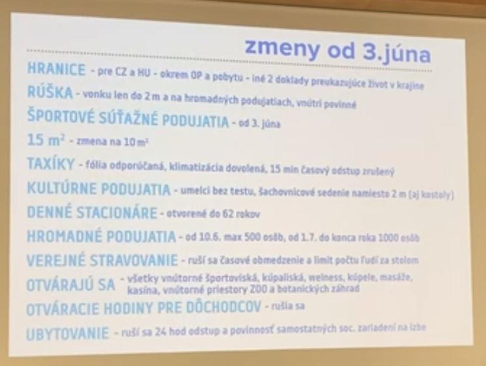 Uvoľnenie opatrení od 3. júna