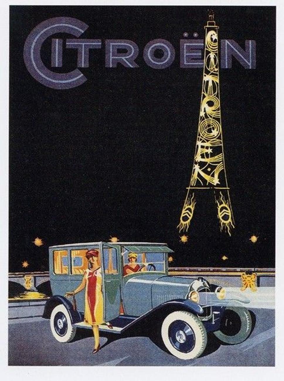 Dobová reklama na model Citroën B10 upriamujúca pozornosť na ženy.