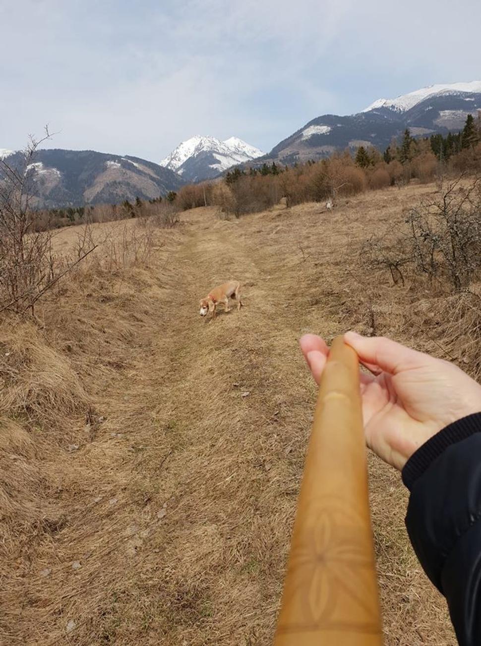 S koncovkou a psíkom na lúkach bez rúška. Keď sa však blížime k dedine, rúško si nasadím. S rešpektom a úctou k sebe i ostatným. Zatiaľ som však na kúsku cesty z lúk domov nikdy nikoho nestretla, no preberám zodpovednosť a rúško nosím aj na kúsku cesty.