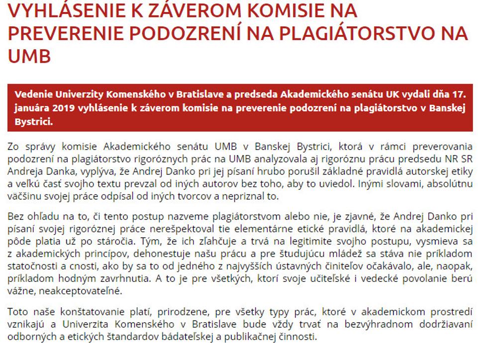 Stanovisko UK BA