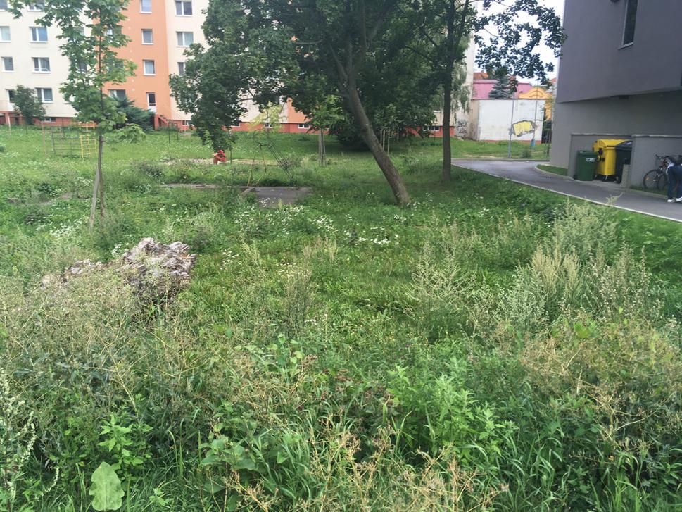 súčasná podoba vnútrobloku Štefánikova - Hviezdoslavova, resp. Kúpeľná