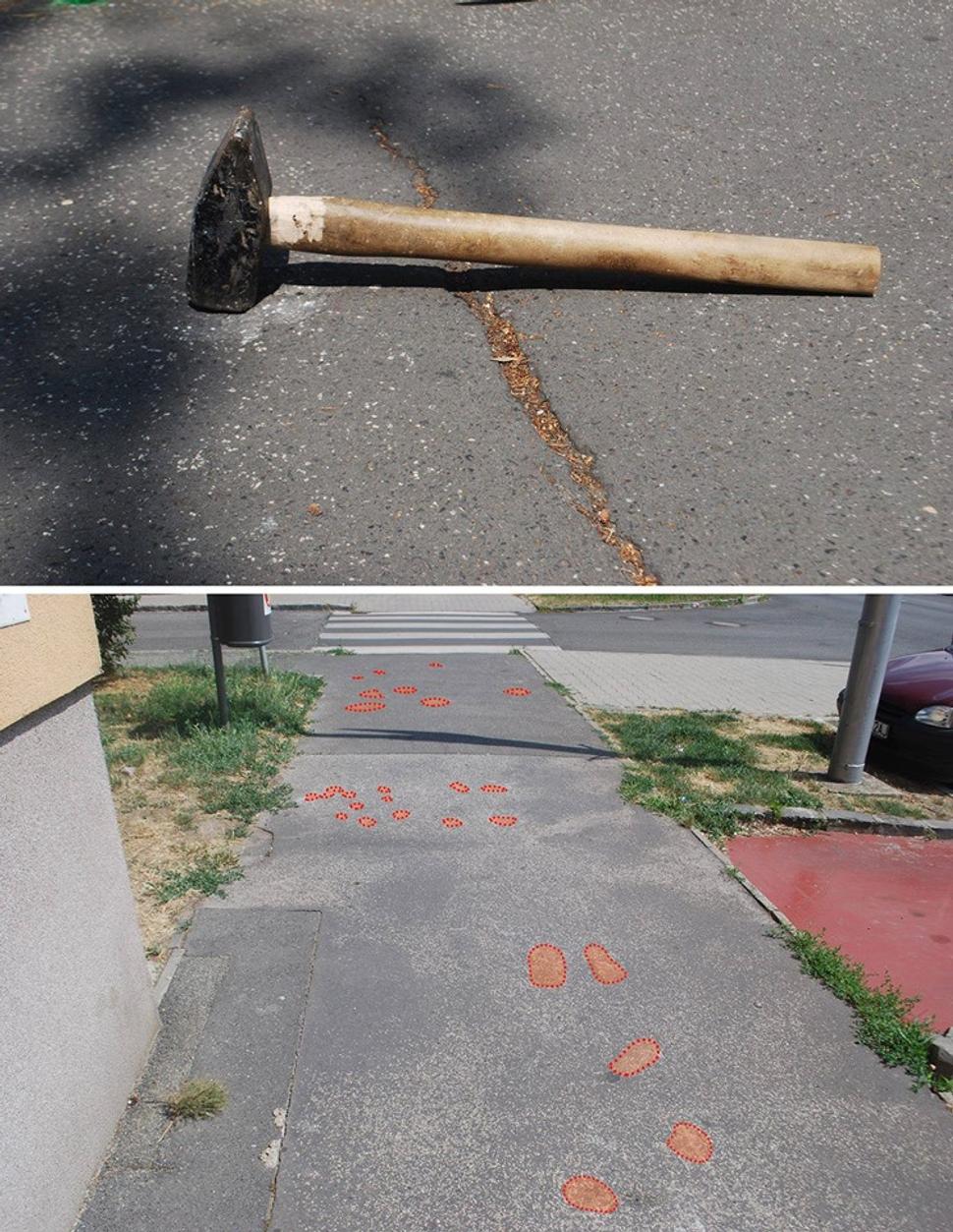Pracovný nástroj a vyriešené krtince zvýraznené oranžovou farbou.