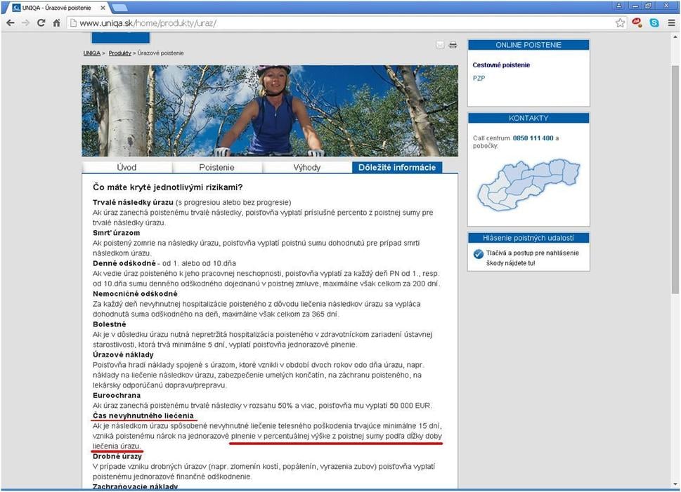 print screen poistného krytia času nevyhnutného liečenia
