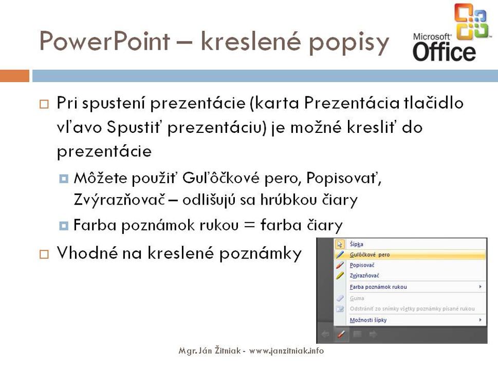 Microsoft PowerPoint - stručný návod - kreslené popisy