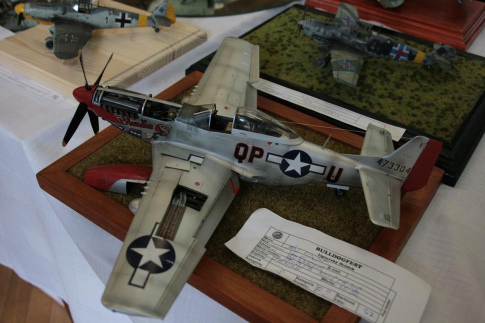 Plastový model americkej stíhačky Mustang.