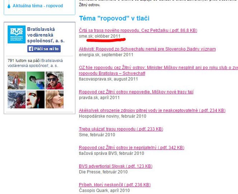 BVS uz neinformuje o ropovode
