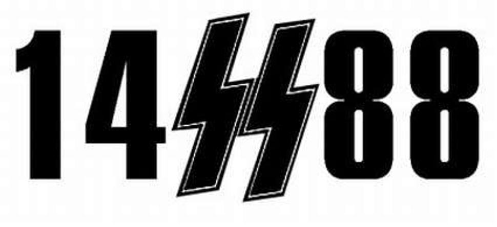 • Symbolika čísla 1488, rozdelená symbolom nacistických jednotiek SS. •