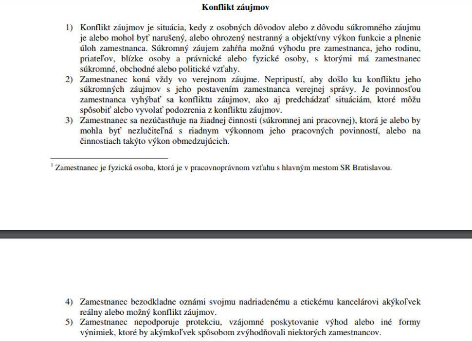 (etický kódex zamestnanca Magistrátu Hlavného mesta SR Bratislavy účinný od roku 2013)