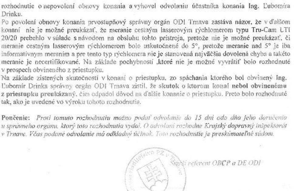Rozhodnutie o zastavení konania o priestupku