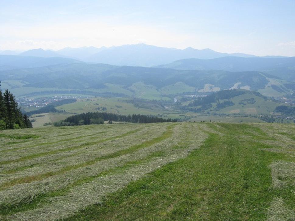Výhľad na západ, v pozadí Západné a Vysoké Tatry.