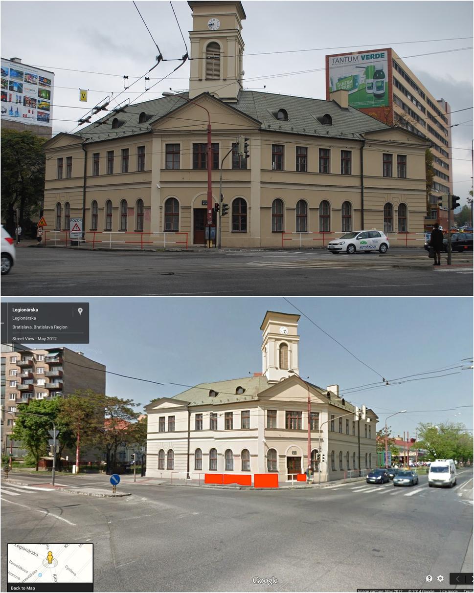 Konská železnica (hore dnes, dole dva roky dozadu)