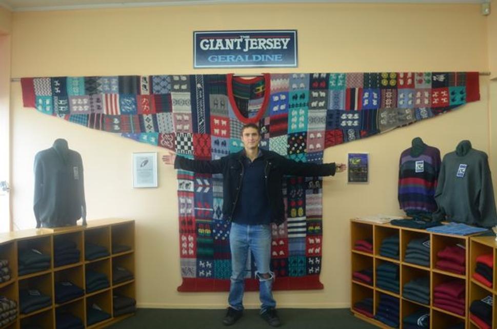 Gigantický sveter v Geraldine