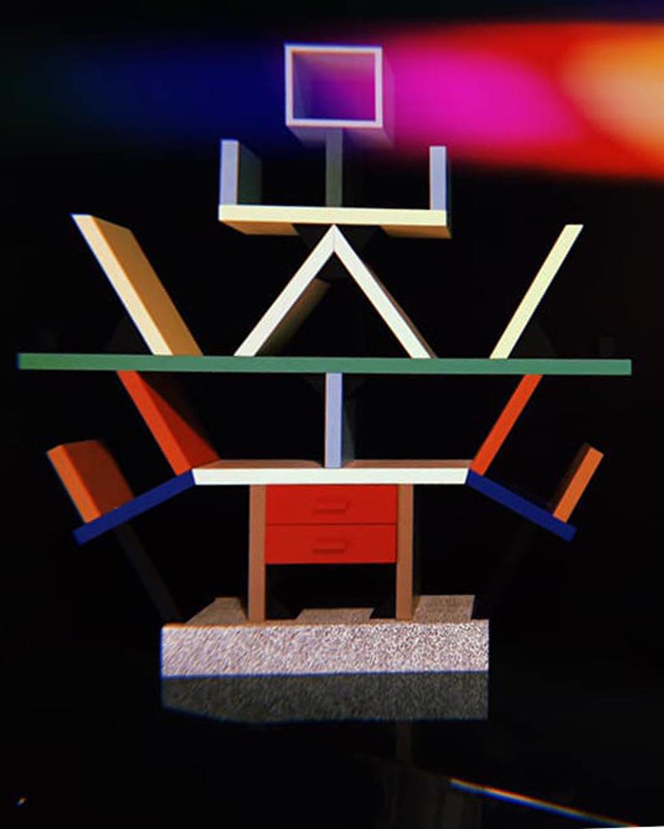 Ettore Sottsass, Carlton, Knižnica z dreva a farebného laminátu, Kolekcia Memphis Milano, 1981 (Foto:autorka).