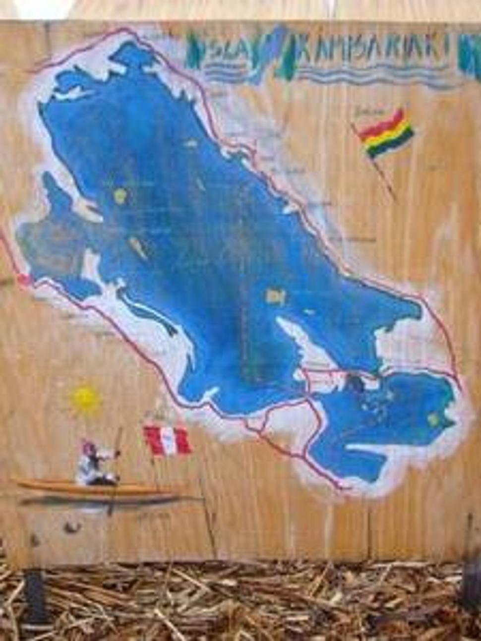 Kresba jazera Titicaca
