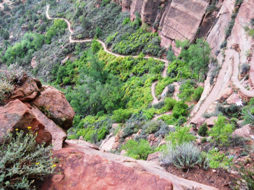 Prvé obhliadnutie sa cestou hore na Angels Landing